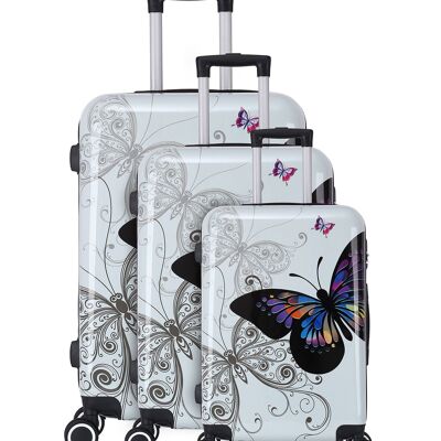 Set de 3 valises double roues Polycarbonate - Butterfly - Trolley ADC