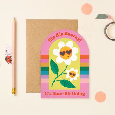 Carte d’anniversaire Flower Power | Carte d'anniversaire pour enfants | Cartes d'anniversaire découpées