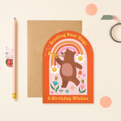 Bärenumarmungen Geburtstagskarte | Kindergeburtstagskarte | Gestanzte Geburtstagskarten