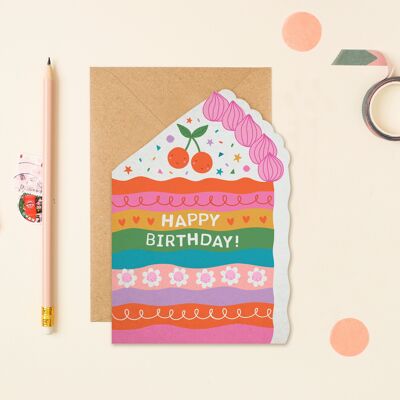 Tarjeta de cumpleaños troquelada de pastel | Tarjeta de cumpleaños infantil | Tarjetas de cumpleaños troqueladas