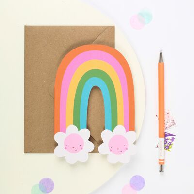 Biglietto d'auguri con fiori arcobaleno | Biglietto d'auguri per bambini | Biglietti d'auguri