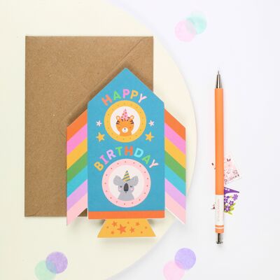 Raketen-Geburtstagskarte | Kindergeburtstagskarte | Gestanzte Geburtstagskarten