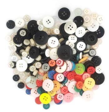 ASSORTED BUTTONS Pack 90g, boutons de tailles assorties pour la couture, boutons multicolores pour l'artisanat, boutons à quatre yeux pour la couture, boutons avec boîte de rangement 2