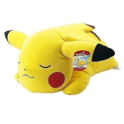 Bandai – Pokémon – 40 cm großer schlafender Pikachu-Plüsch – sehr weicher Pokémon-Plüsch – Ref: WT97920