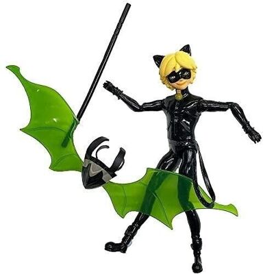 Bandai – Miraculous Ladybug – Minipuppe – Cat Noir – 12 cm bewegliche Puppe und Zubehör – Ref: P50403