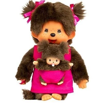Bandai - Monchhichi - plush toy - Mom & baby pink 20 cm - Ref: 23620