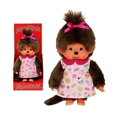 Bandai - Monchhichi - Monchhichi Pop & Candy plush toy - Iconic plush toy from the 80s - Very soft 20 cm plush toy for children and adults - Ref: SE233861