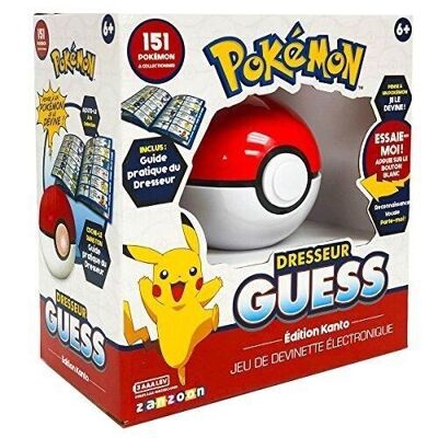 Bandai - Pokémon - Guess Kanto Trainer - Electronic guessing game in the shape of a Poké Ball - Interactive game, without screen, with voice recognition on the world of Pokémon - speaks French - Ref: 80598