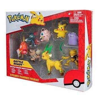 Bandai - Pokémon - 8 Figurines Battle - Pikachu, Rondoudou (Jigglypuff), Rocabot (Rockruff), Abra, Farfuret (Sneasel), Métamorph (Ditto), Phyllali (Leafeon) et Magicarpe (Magikarp) - Réf : JW2686 3