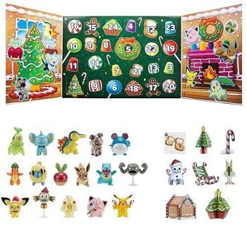 Bandai - Pokemon - Calendrier de l'avent Pokémon - 16 Figurines Surprises 5 cm + 6 éléments décor à Construire sur la thématique Noël - Réf : WT00257 3