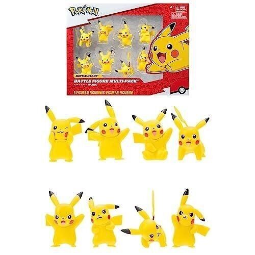 Bandai - Pokémon - Pack de 8 Figurines Pikachu - 8 Figurines Battle - Réf : JW2604