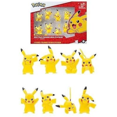 Bandai - Pokémon - Pack de 8 Figurines Pikachu - 8 Figurines Battle - Réf : JW2604