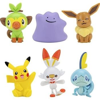 Bandai - Pokémon - Pack de 6 Figurines - Vague 2 - Pikachu, Ouistempo, Larméléon, Flambino, Evoli, Métamorph - Réf : PKW2471 2