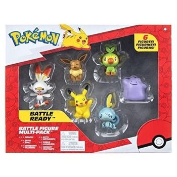 Bandai - Pokémon - Pack de 6 Figurines - Vague 2 - Pikachu, Ouistempo, Larméléon, Flambino, Evoli, Métamorph - Réf : PKW2471 3