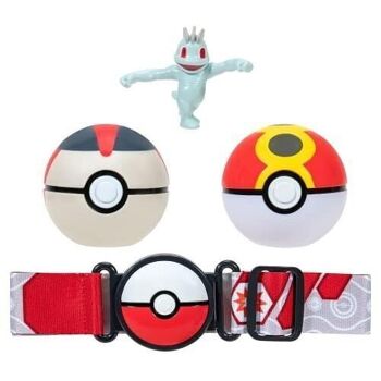 Bandai - Pokémon - Ceinture Clip 'N' Go - 1 ceinture, 1 Repeat Ball, 1 Timer Ball et 1 figurine 5 cm Machoc - Accessoire pour se déguiser en Dresseur Pokémon - Réf : JW2717 3