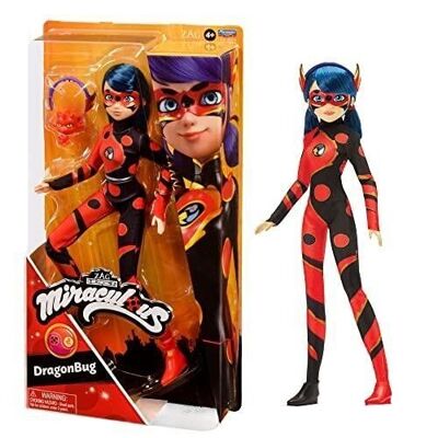Bandai - Miraculous Ladybug - Dragon Bug - bambola fashion articolata da 26 cm - bambola supereroe - Rif: P50010