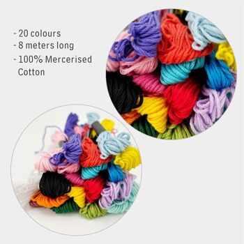 FILS À BRODERIE 8 m x 20 écheveaux, fils à broder multicolores, 20 écheveaux de fils au point de croix, fils de coton mercerisés, 20 fils colorés pour l'artisanat 3