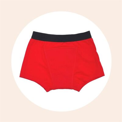 1 boxer Perdite urinarie | Da 3 a 14 anni – Rosso/Nero