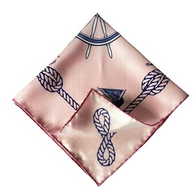 Silk Twill Pocket Square Nautical Chic Pink