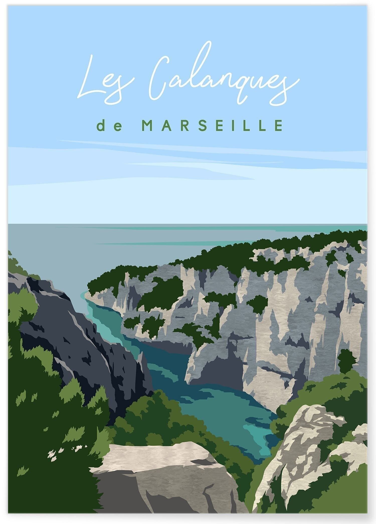 Manifesto illustrativo Le Calanques di Marsiglia