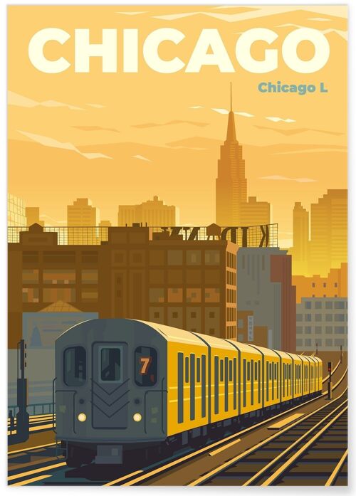 Affiche illustration ville Chicago 2