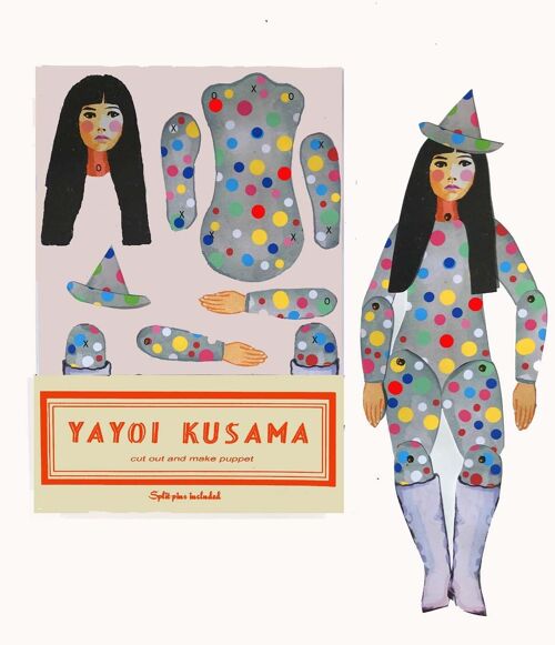 Yayoi Kusama Artist Cut and Make Paper Puppet fun activity and gift