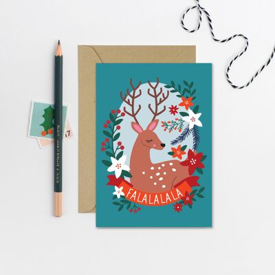 Biglietto di auguri per cervi | Cartolina di Natale | Tessera stagionale
