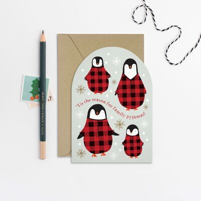 Cartolina di Natale del pigiama del pinguino | Biglietti di auguri | di stagione