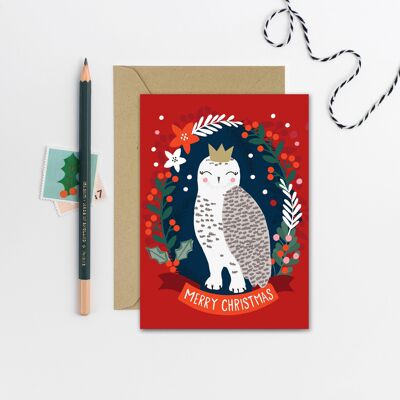Tarjetas navideñas del búho nival | Tarjetas de Navidad | Tarjetas de temporada