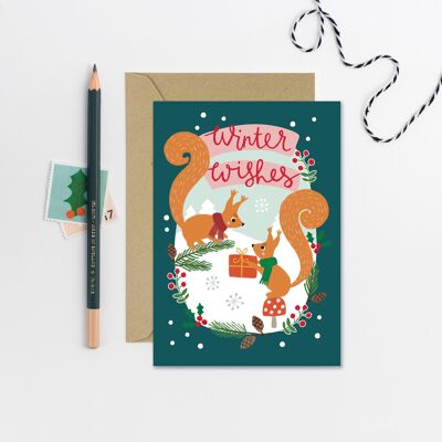 Cartolina di Natale scoiattolo | Biglietto di auguri | di stagione