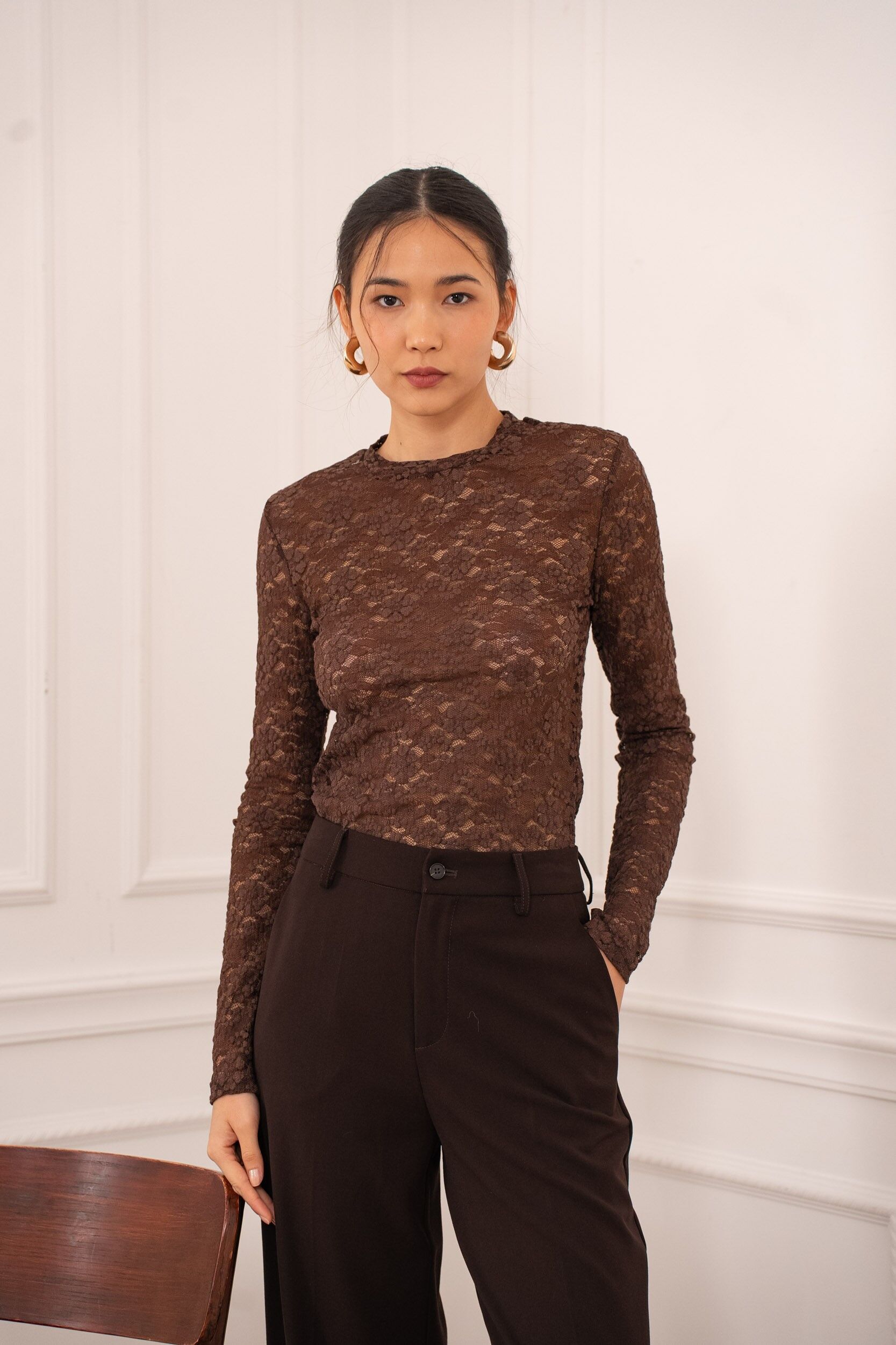 T-shirt in pizzo semitrasparente - CK08199