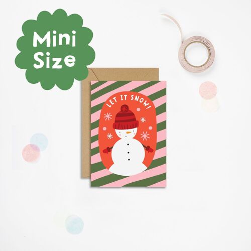 Candy Cane Snowman Mini Christmas Card | Mini Cards | A7 Mini Cards