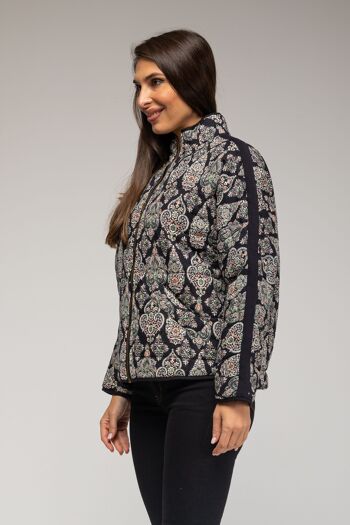 VESTE EN COTON IMPRIMÉ DE LONGUEUR MOYENNE AVEC BANDE LATÉRAL 100% COTON PR1061CH_BLACKINDIA 2