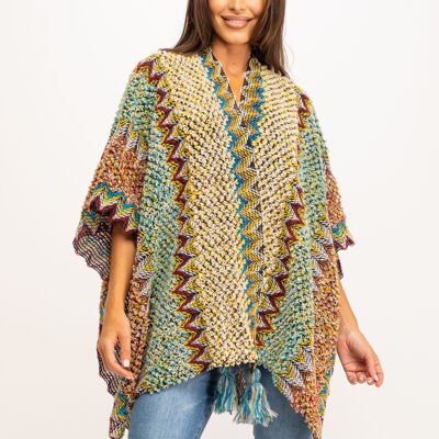 HANDMADE ETHNIC PONCHO WITH A LOT OF COLORFUL 100%ACRYLIC HH1099PO_TIERRA