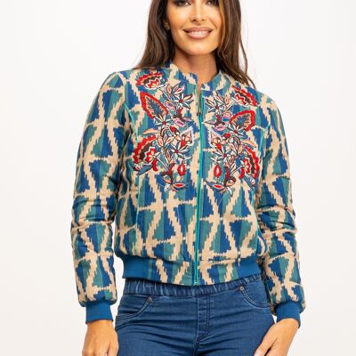 PRINTED COTTON BOMBER JACKET WITH EMBROIDERY 100% COTTON IC1001CH_TURQUOISE