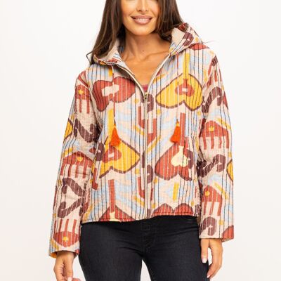 PRINTED JACKET WITH STITCHES IN VARIOUS COLORS 50% COTTON 50% POLYESTER IC1022CH_BEIGE