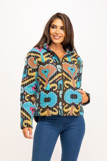 VESTE IMPRIMÉE AVEC SURPIQS DE DIFFÉRENTES COULEURS 50% COTON 50% POLYESTER IC1022CH_TURQUOISE 1