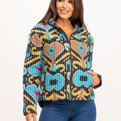 PRINTED JACKET WITH STITCHES IN VARIOUS COLORS 50% COTTON 50% POLYESTER IC1022CH_TURQUOISE