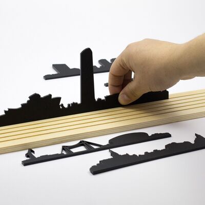 Formas del horizonte de la silueta de la ciudad en 3D de Bilbao (modelo de juguete y decoración de arquitectura)