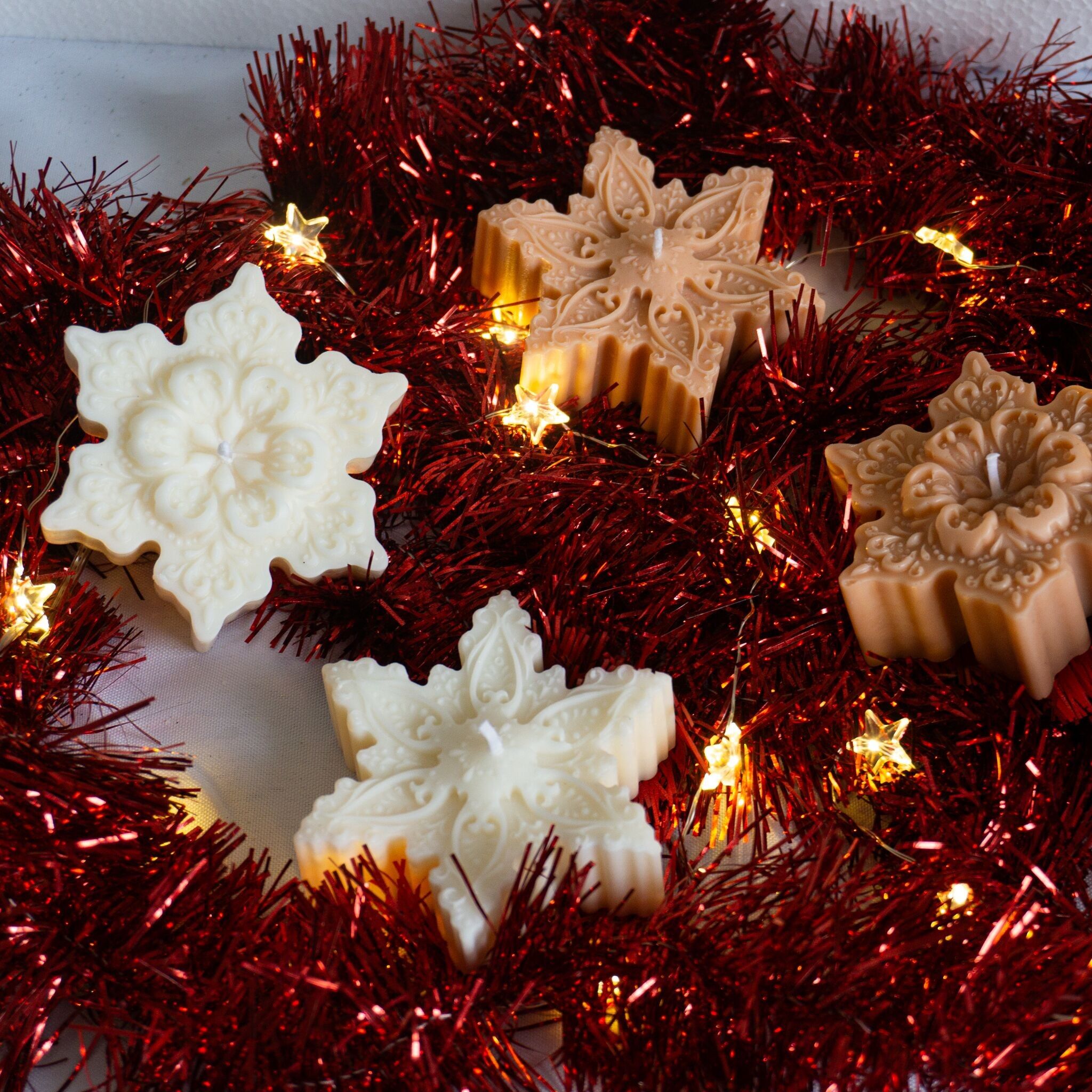 Vela para árbol de Navidad - Vela navideña - Vela navideña decorativa - Vela estrella modelo 1 - Vela para decoración navideña - Fiesta navideña