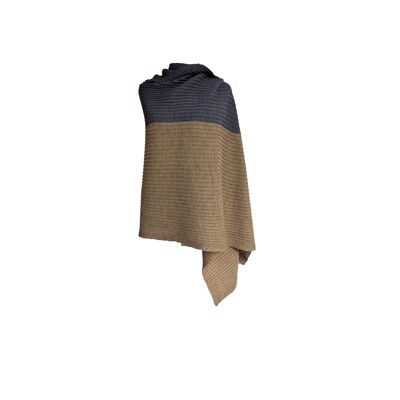 Rib stole two-tone blue gold/natural