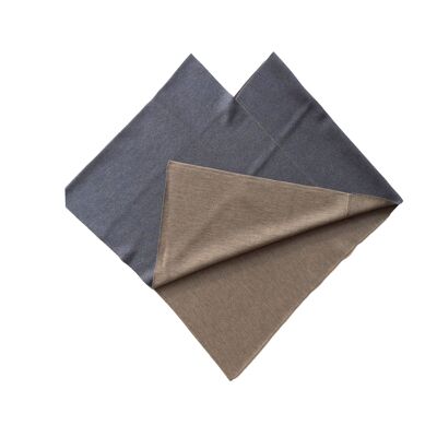 Poncho triangle réversible épais bleu doré/naturel