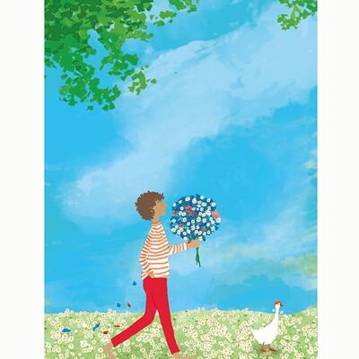 Stampa - Little Flower Boy - stampa poster piccolo 21 x 26 cm