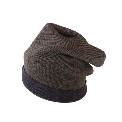 Beanie hat reversible blue-brown/brown