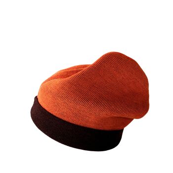 Bonnet réversible rouge marron/orange 2