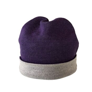 Bonnet réversible violet/gris 3