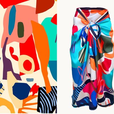 Schal Pareo Tuch Cover Up Serviette de plage Ella Abstract