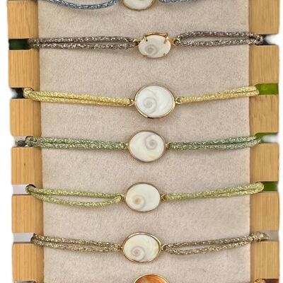 Armband aus Lurexfaden mit Auge der Heiligen Lucia