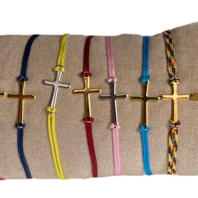 bracelet croix fil coloré