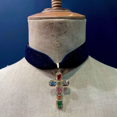 Giulietta-Halskette – Halsband aus blauem Samt